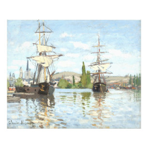 Claude Monet. Fartyg på Seine i Rouen Fototryck