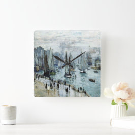 Claude Monet FishBoats Lämnande hamnen Fyrkantig Klocka