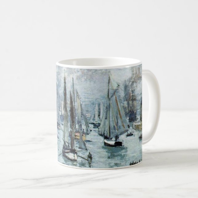 Claude Monet FishBoats Lämnande hamnen Kaffemugg (Framsida höger)