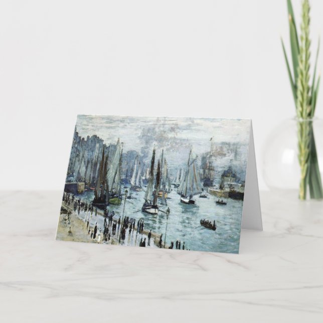 Claude Monet FishBoats Lämnande hamnen Kort (Framsida)