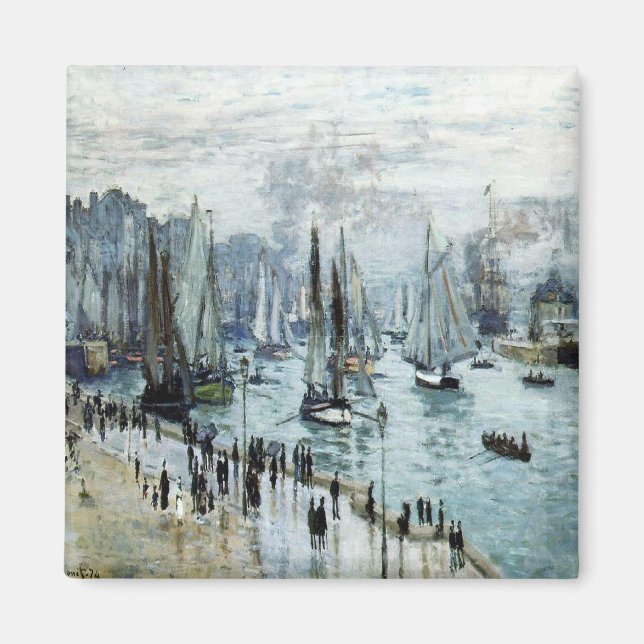 Claude Monet FishBoats Lämnande hamnen Magnet (Framsidan)
