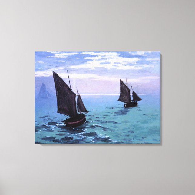 Claude Monet: Fiskebåtar på deras väg Canvastryck (Framsida)