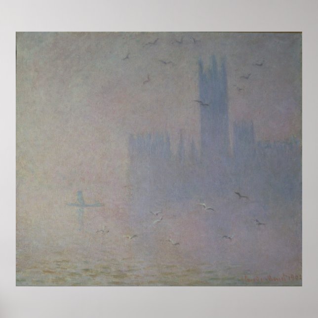 Claude Monet | Fiskmås över parlamentets hus Poster (Framsidan)