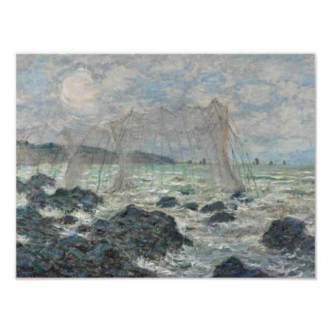 Claude Monet - Fisknät i Pourville Fototryck (Framsidan)