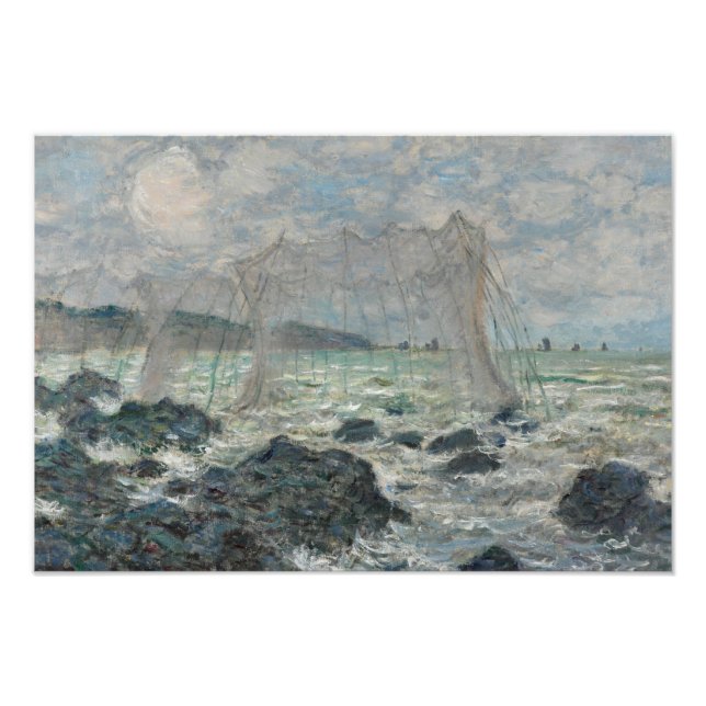Claude Monet - Fisknät i Pourville Fototryck (Framsidan)