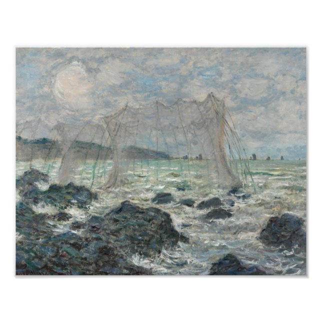 Claude Monet - Fisknät i Pourville Fototryck (Framsidan)