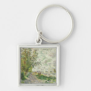 Claude Monet flodstranden på Gennevilliers Fyrkantig Silverfärgad Nyckelring