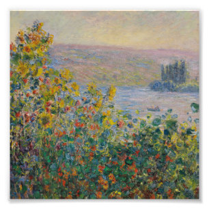Claude Monet - Flower Beds at Vétheuil Fototryck