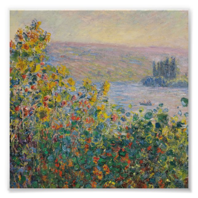 Claude Monet - Flower Beds at Vétheuil Fototryck (Framsidan)