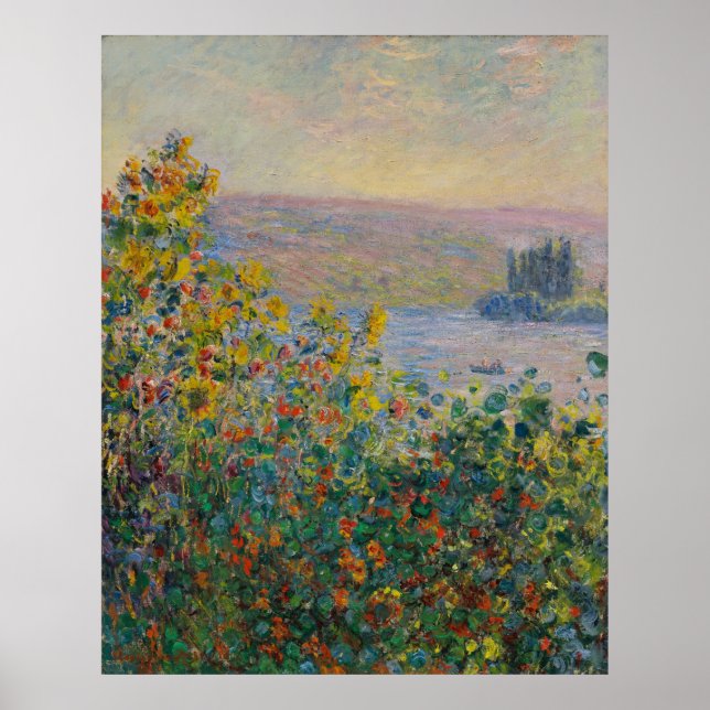 Claude Monet ~ Flower Beds At Vetheuil Poster (Framsidan)