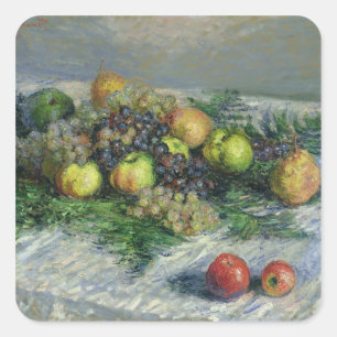 Claude Monet Fortsatt livslängd med päron och dr Fyrkantigt Klistermärke