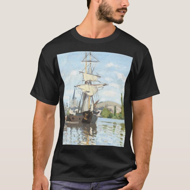 Claude Monet. Fraktaser Riding on Seine at Rouen T Shirt (Framsida)