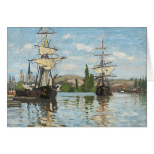 Claude Monet frakter som rider på Seinen på Hälsningskort