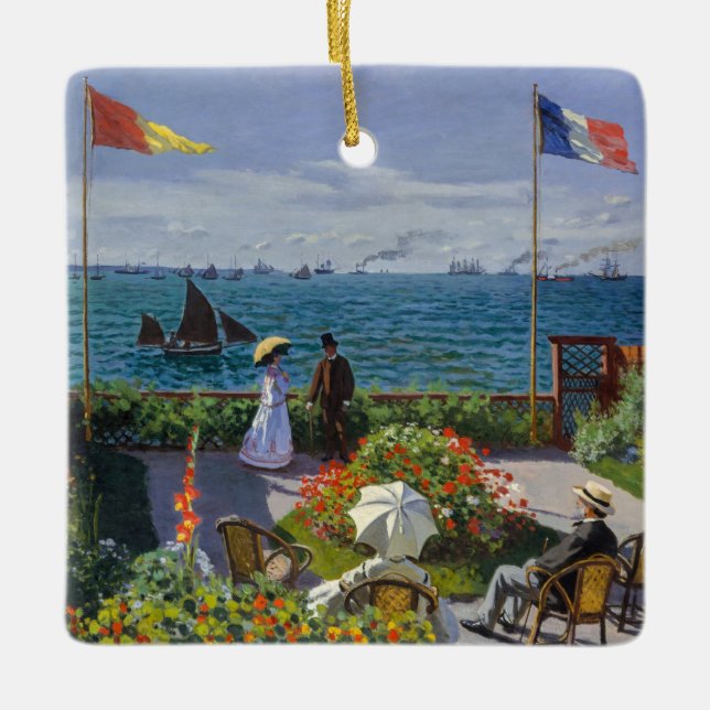 Claude Monet - Garden at at Sainte-Adresse Julgransprydnad Keramik (Framsida)