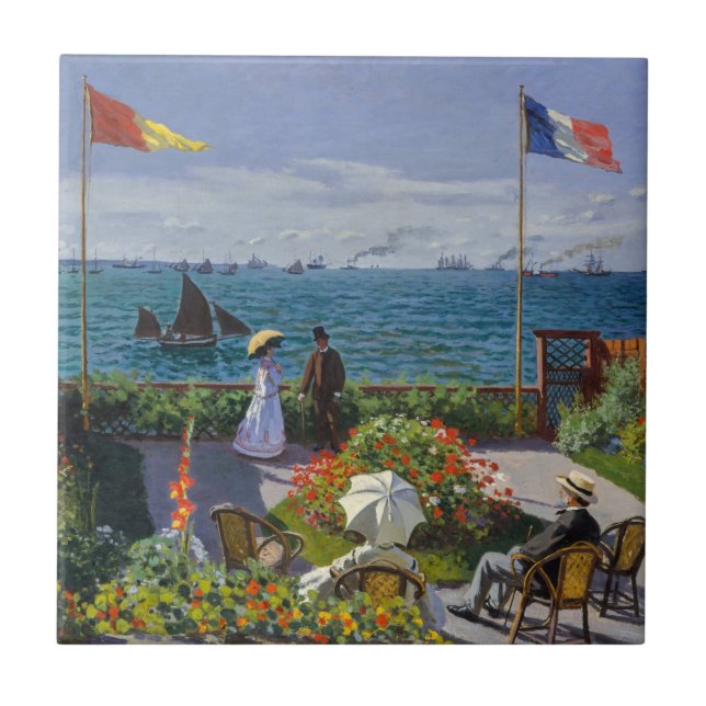 Claude Monet - Garden at at Sainte-Adresse Kakelplatta (Framsidan)