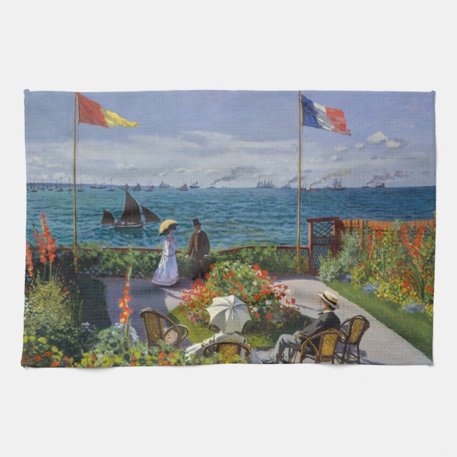 Claude Monet - Garden at at Sainte-Adresse Kökshandduk (Horisontell)