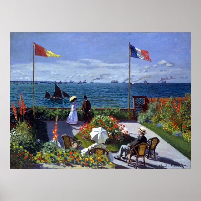Claude Monet Garden at at Sainte-Adresse Poster (Framsidan)