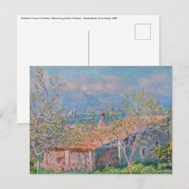 Claude Monet - Gardeners hus i Antibes Vykort (Fram/baksida)