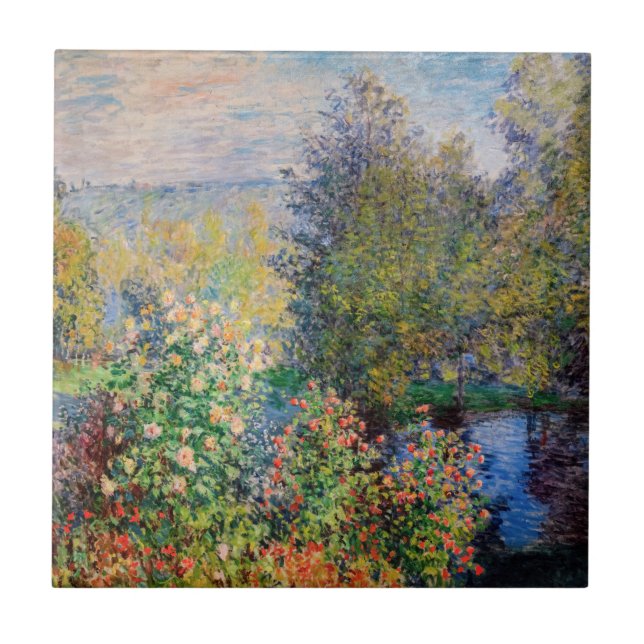 Claude Monet - Gardens hörn i Montgeron Kakelplatta (Framsidan)