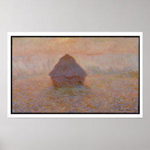 Claude Monet   Grainstack, sol i misten Poster
