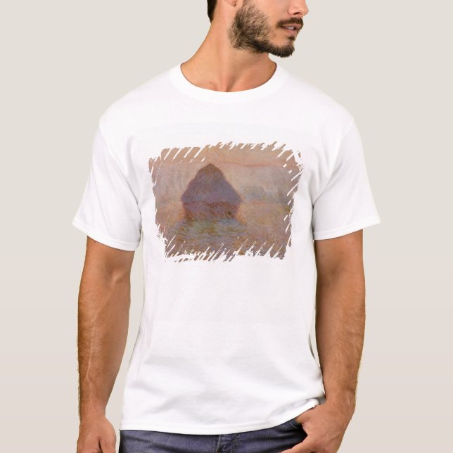 Claude Monet | Grainstack, sol i misten T Shirt (Framsida)