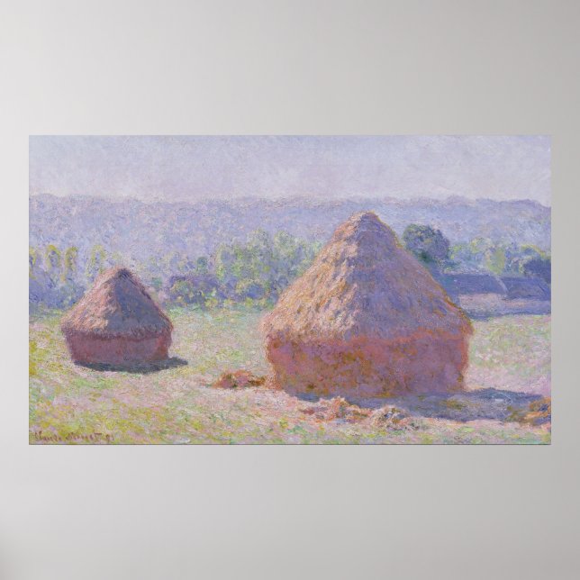 Claude Monet | Grainstacks i slutet av sommaren Poster (Framsidan)