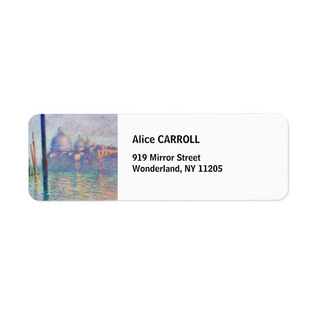 Claude Monet - Grand Canal, Venedig Returadress Etikett (Framsidan)