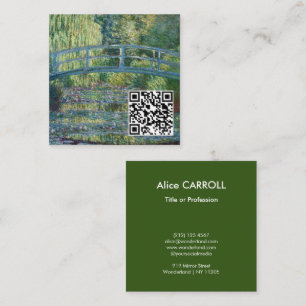 Claude Monet - Grönt Harmony - QR-kod Fyrkantigt Visitkort