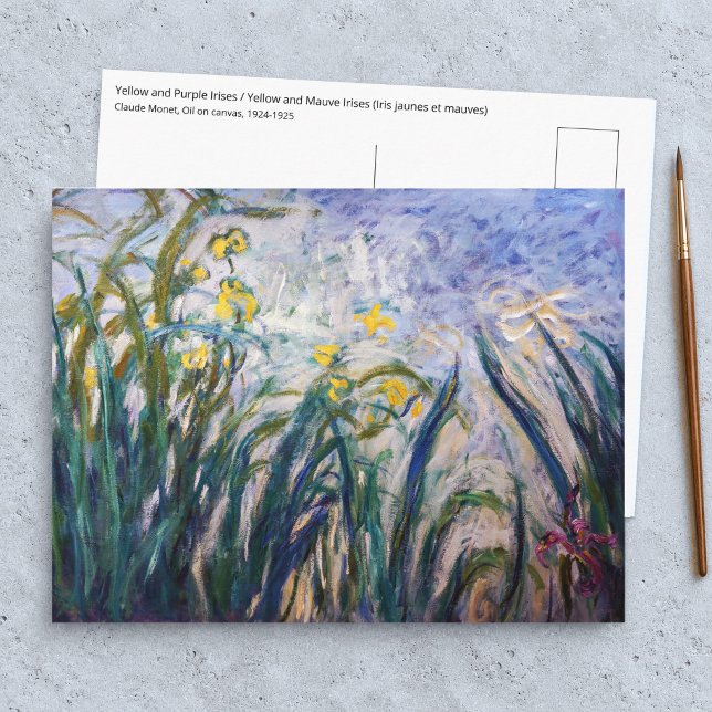 Claude Monet - Gula och lila irisar Vykort (Skapare uppladdad)