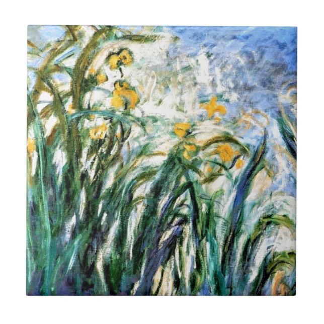 Claude Monet Gult Irises och Malva 19 Kakelplatta (Framsidan)