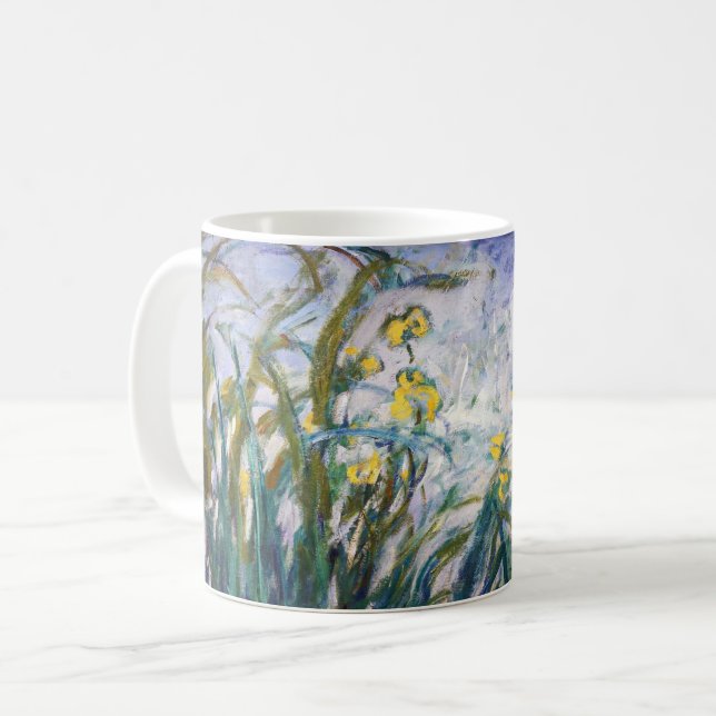 Claude Monet - Gult och Lila Irises Kaffemugg (Framsida vänster)
