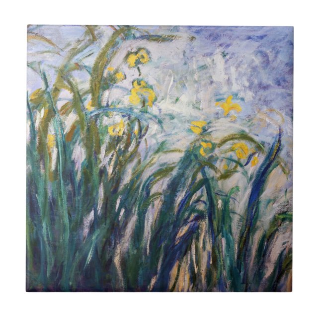 Claude Monet - Gult och Lila Irises Kakelplatta (Framsidan)