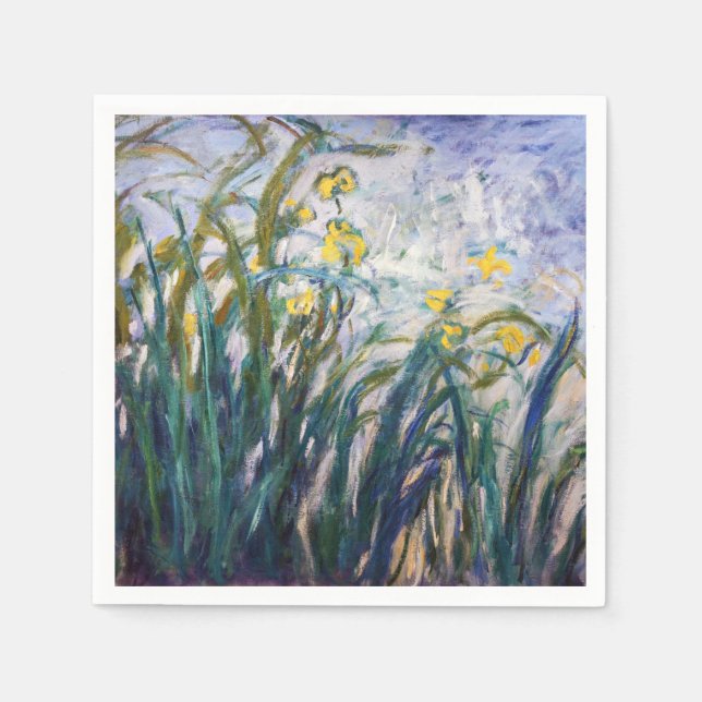 Claude Monet - Gult och Lila Irises Pappersservett (Framsidan)