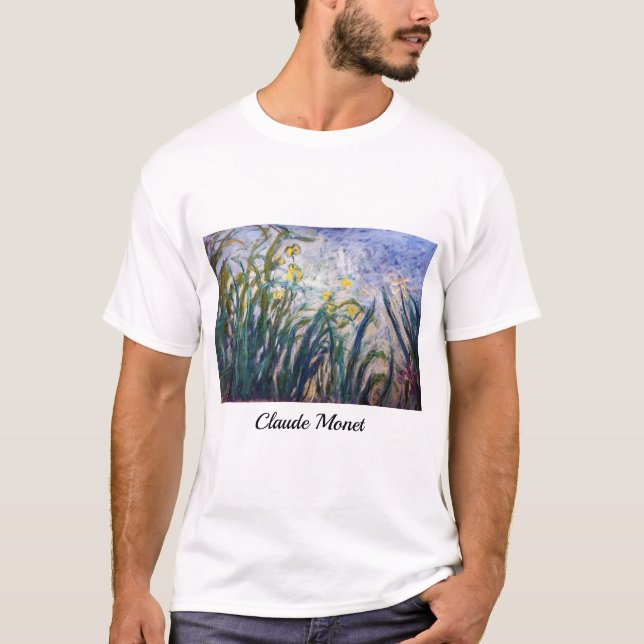 Claude Monet - Gult och Lila Irises T Shirt (Framsida)