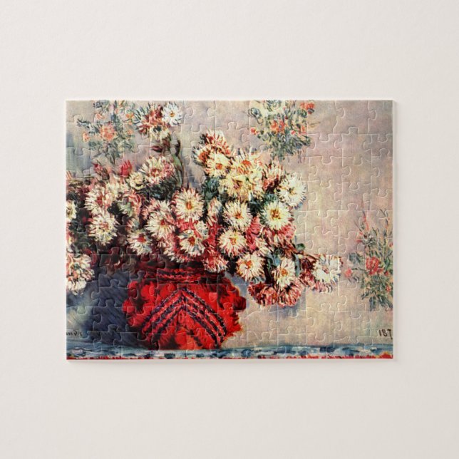 Claude Monet har fortfarande livstidsrysanteman Pussel (Horisontell)