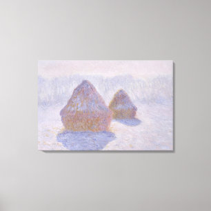 Claude Monet Haystacks Effekt Snö och Sol Canvastryck
