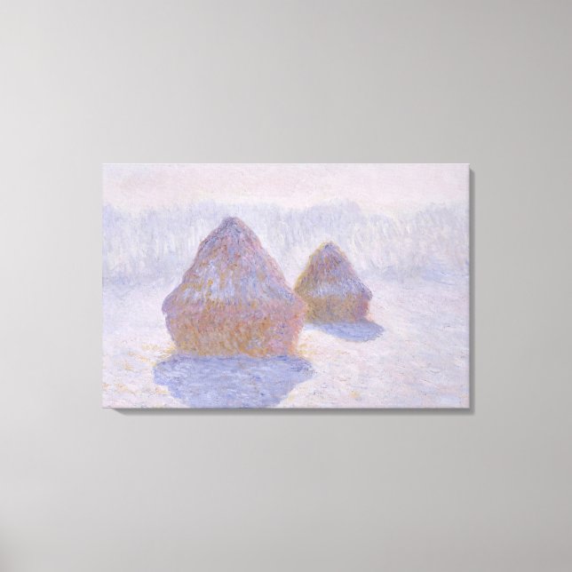 Claude Monet | Haystacks Effekt Snö och Sol Canvastryck (Framsida)