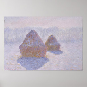 Claude Monet Haystacks Effekt Snö och Sol Poster