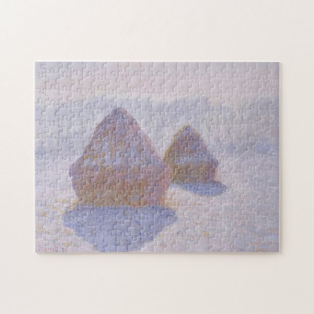Claude Monet | Haystacks Effekt Snö och Sol Pussel (Horisontell)