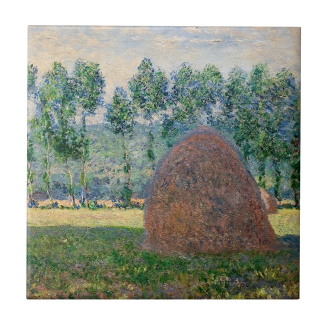 Claude Monet - Haystacks nära Giverny Kakelplatta (Framsidan)