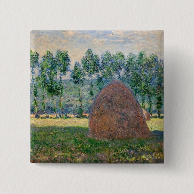 Claude Monet - Haystacks nära Giverny Knapp (Framsida)