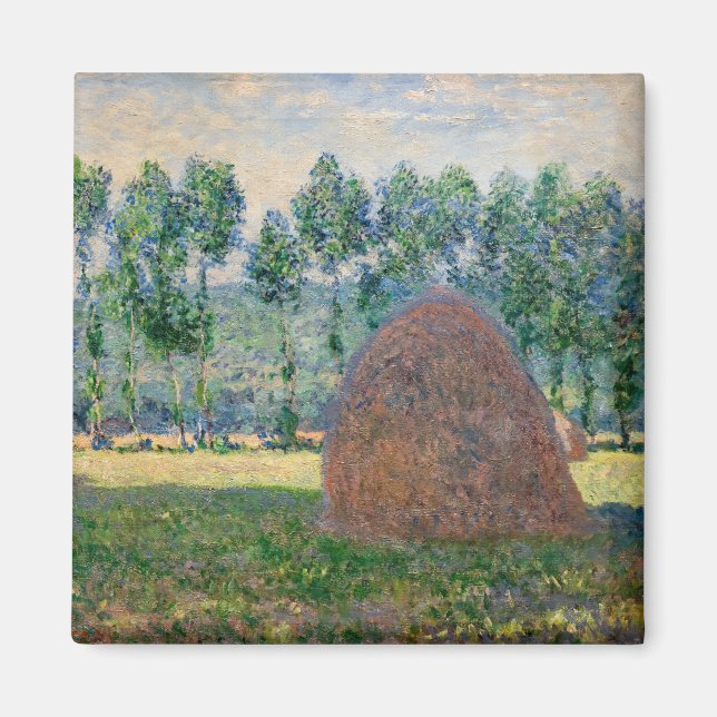Claude Monet - Haystacks nära Giverny Magnet (Framsidan)