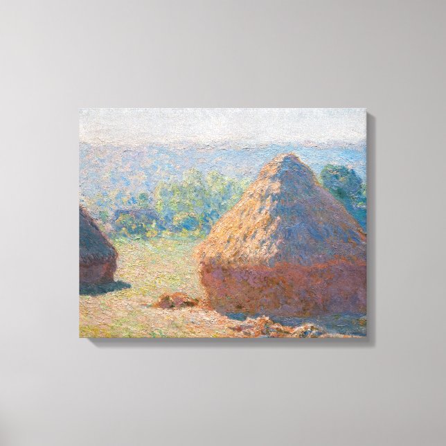 Claude Monet - Haystacks, slutet av sommaren Canvastryck (Framsida)