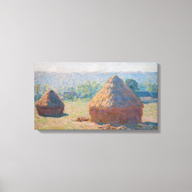 Claude Monet - Haystacks, slutet av sommaren Canvastryck (Framsida)