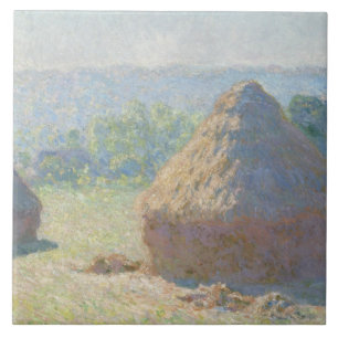 Claude Monet - höstackar, avslutar av sommar Kakelplatta
