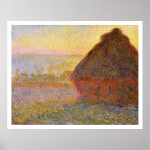 Claude Monet - höstackar (på solnedgången) Poster