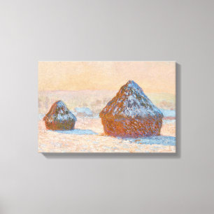 Claude Monet - Höstackar, Snöeffekt, Morgon Canvastryck