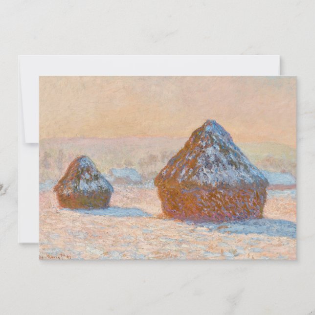 Claude Monet - Höstackar, Snöeffekt, Morgon Inbjudningar (Framsida)