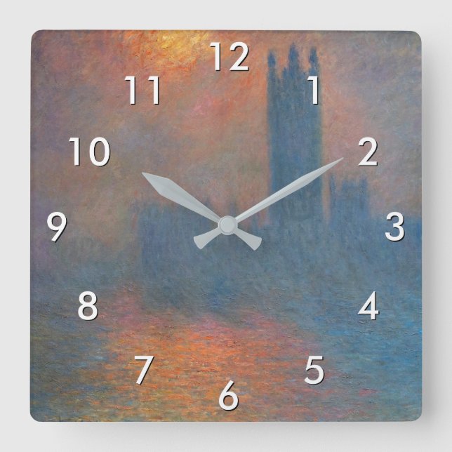 Claude Monet - House of Parliament London Fyrkantig Klocka (Framsida)