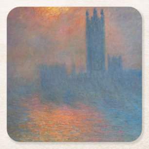 Claude Monet - House of Parliament London Underlägg Papper Kvadrat